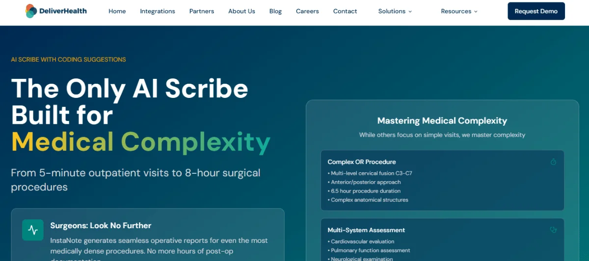 DeliverHealth’s InstaNote Homepage
