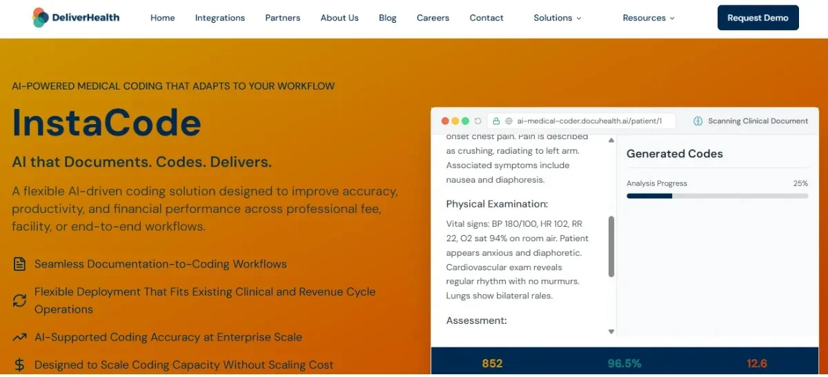 DeliverHealth InstaCode Homepage