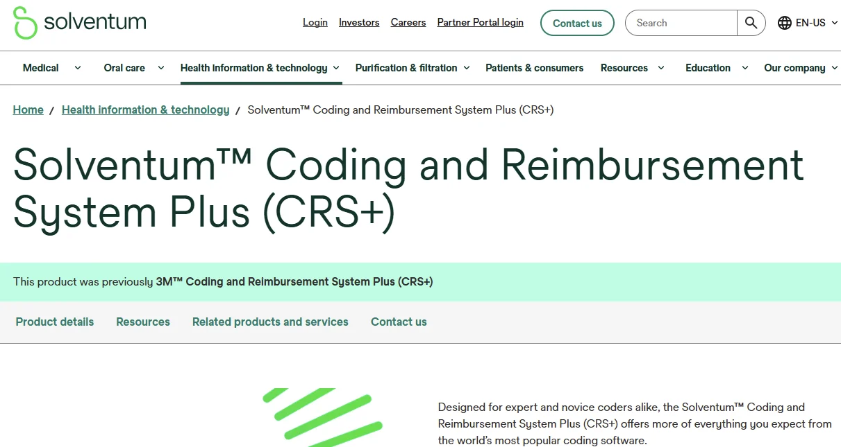 Solventum’s CRS+ Homepage