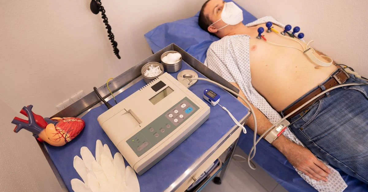 Patient undergoing cardiac catheterization procedure with monitoring equipment for accurate cardiology CPT coding.